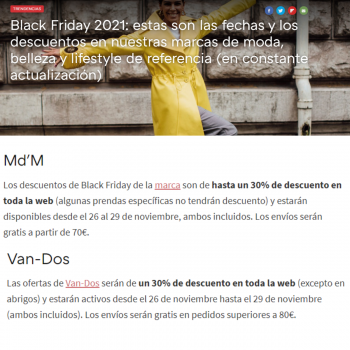 Black Friday 2021: estas son las fechas y los descuentos en nuestras marcas de moda, belleza y lifestyle de referencia (en constante actualización)